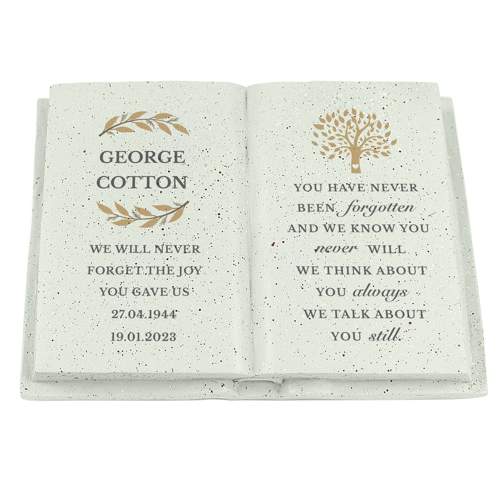 Personalised Family Tree Memorial Resin Book - MK&JD Gifts