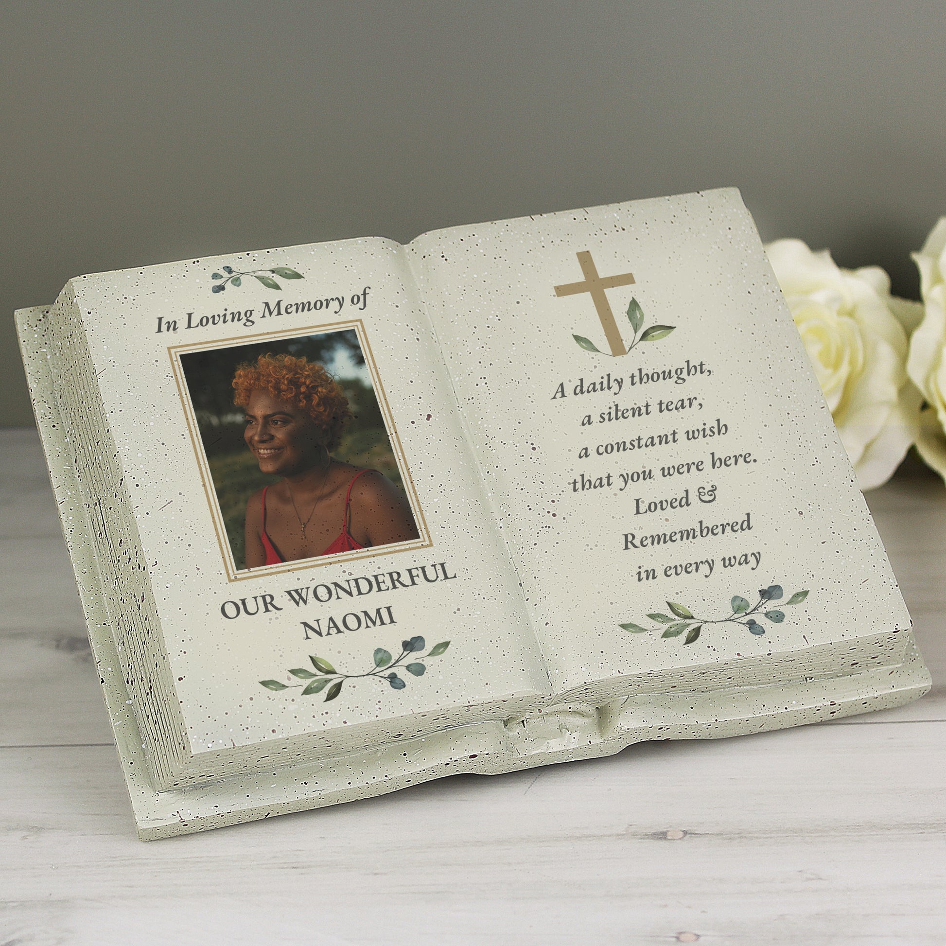 Personalised Memorial Cross Photo Upload Resin Book - MK&JD Gifts