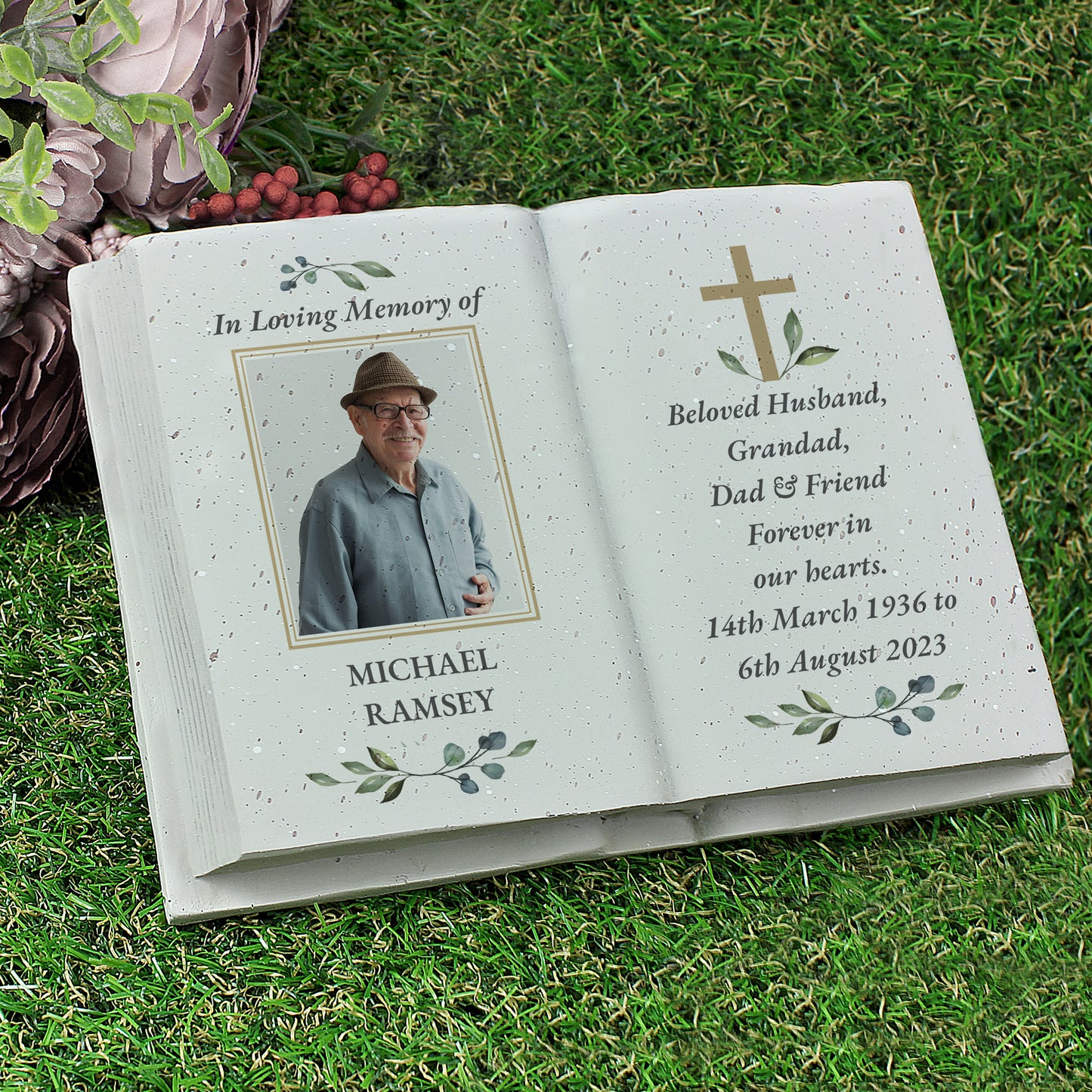 Personalised Memorial Cross Photo Upload Resin Book - MK&JD Gifts