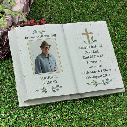 Personalised Memorial Cross Photo Upload Resin Book - MK&JD Gifts
