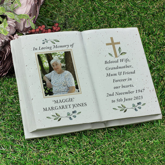 Personalised Memorial Cross Photo Upload Resin Book - MK&JD Gifts