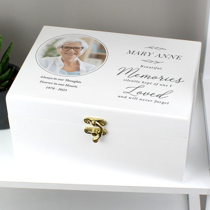 Personalised Memorial Photo Upload White Wooden Box - MK&JD Gifts