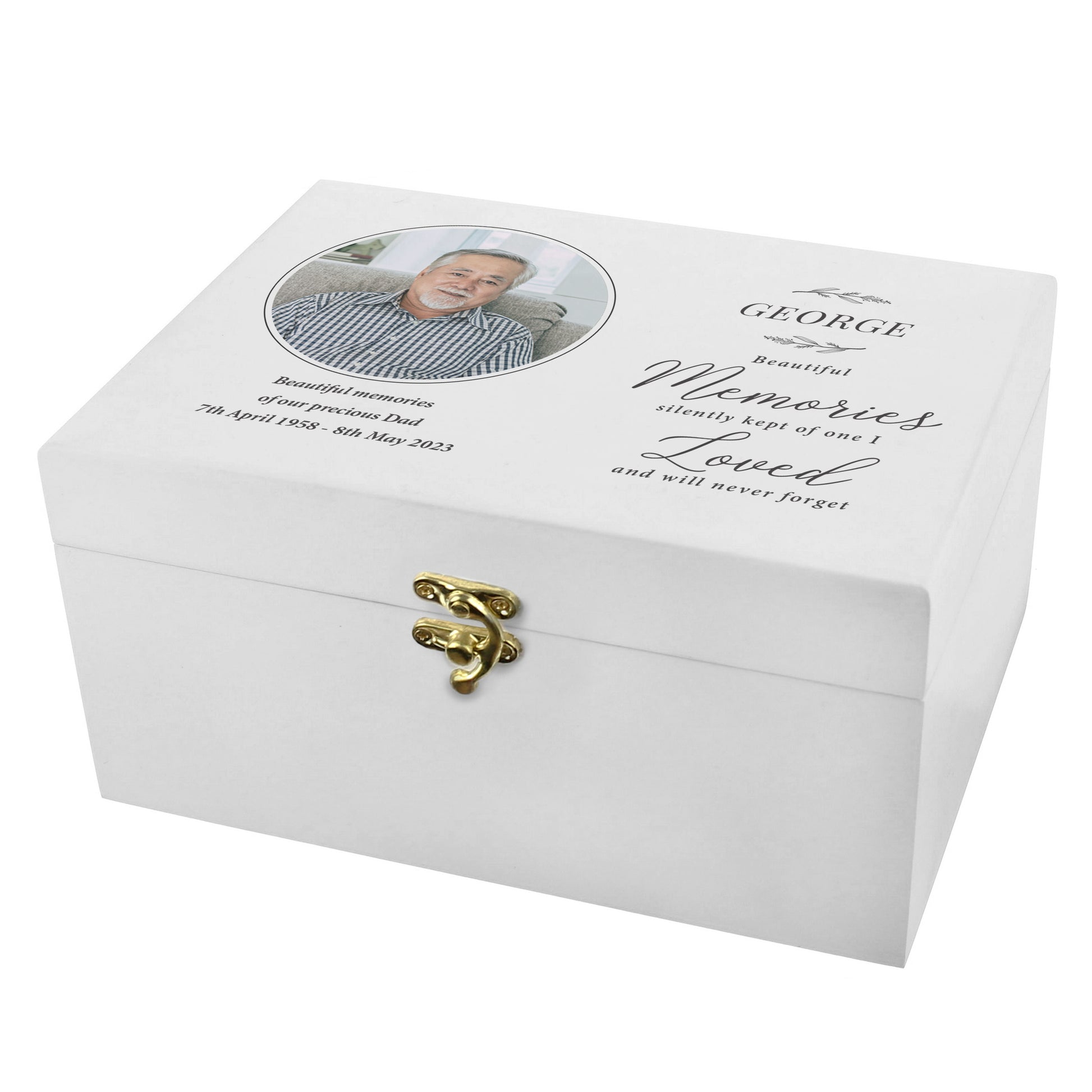 Personalised Memorial Photo Upload White Wooden Box - MK&JD Gifts