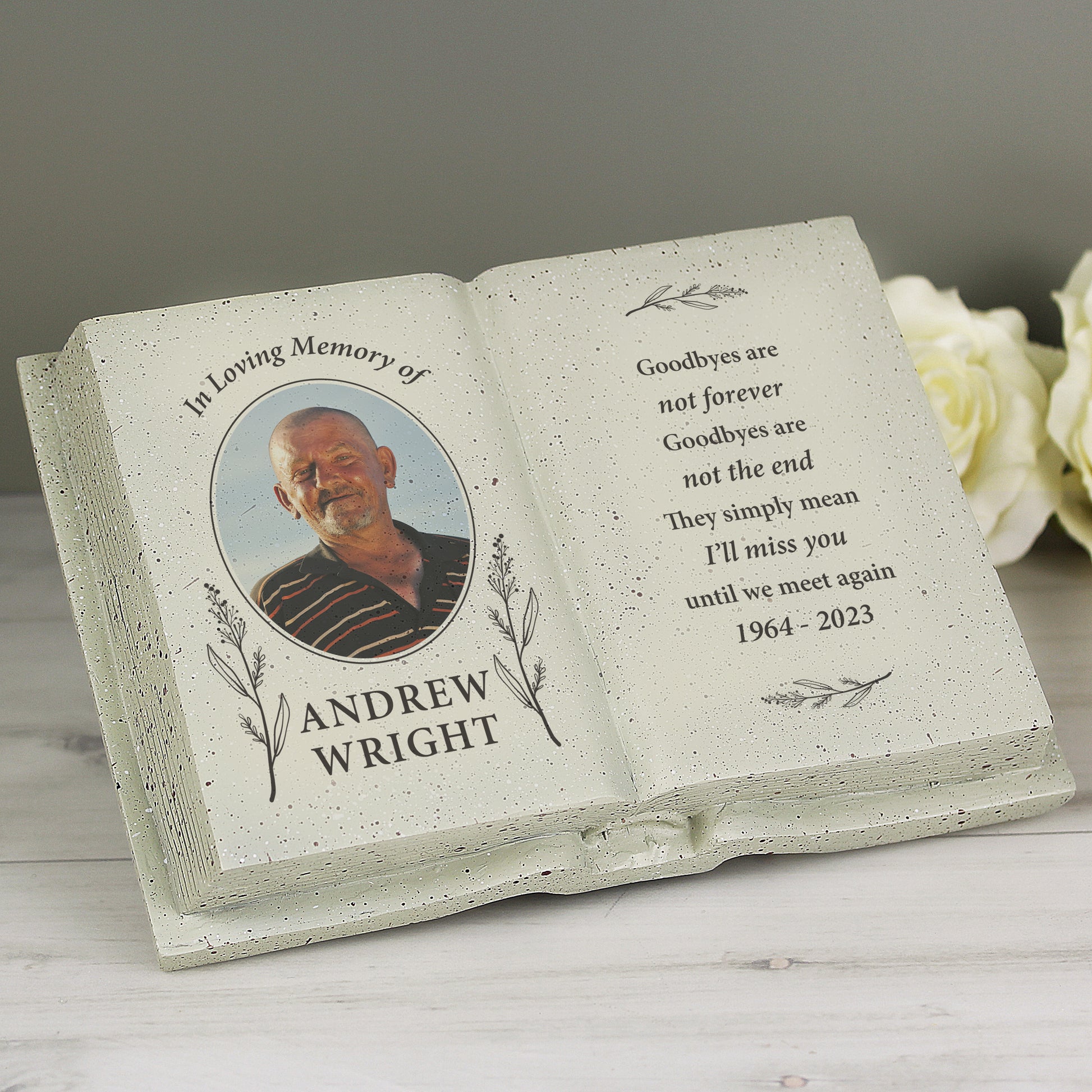 Personalised Botanical Memorial Photo Upload Resin Book - MK&JD Gifts