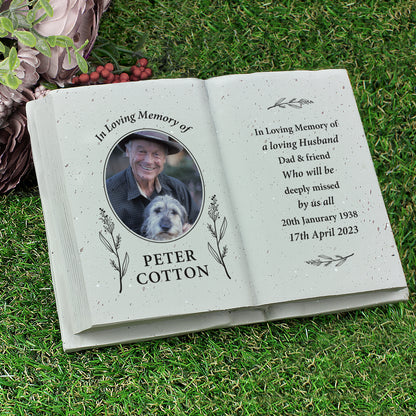 Personalised Botanical Memorial Photo Upload Resin Book - MK&JD Gifts