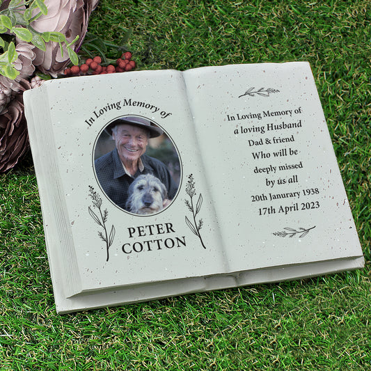 Personalised Botanical Memorial Photo Upload Resin Book - MK&JD Gifts