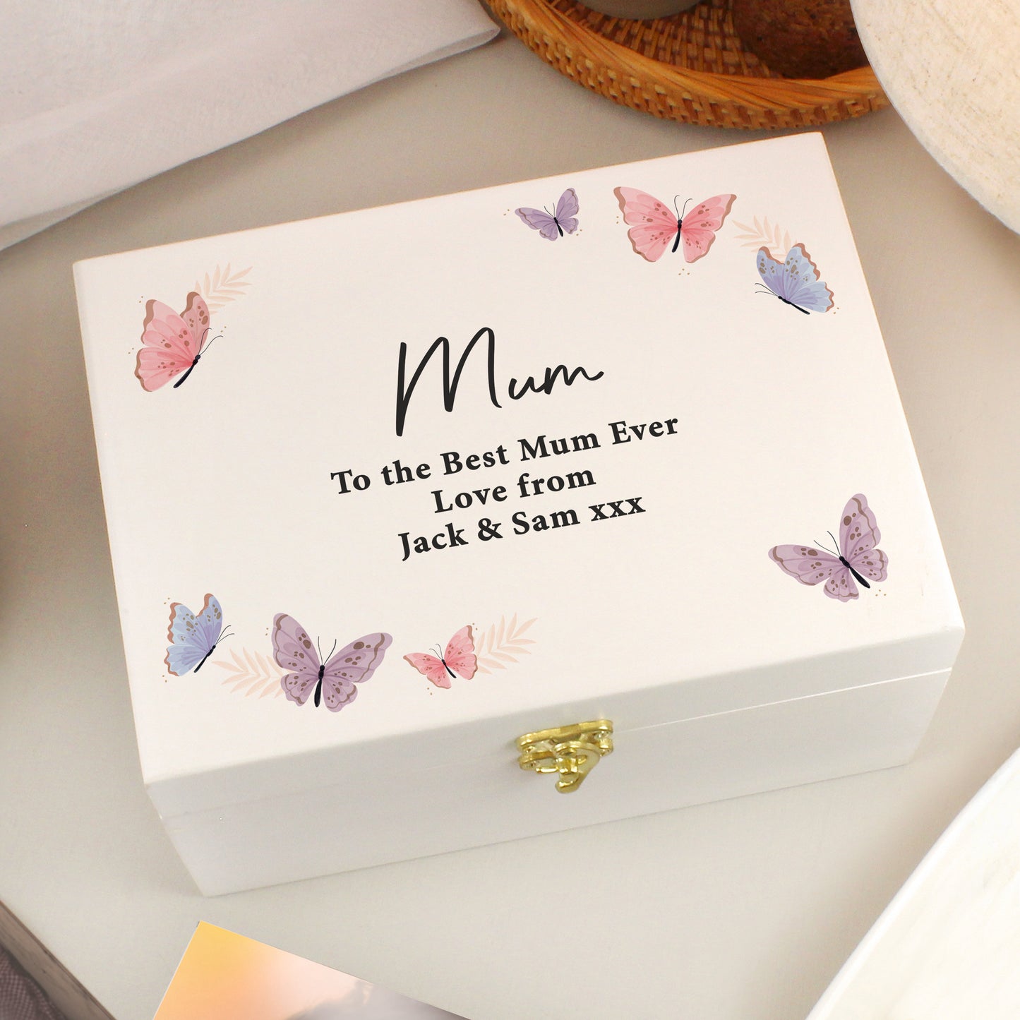 Personalised Butterfly Wooden Keepsake Box - MK&JD Gifts