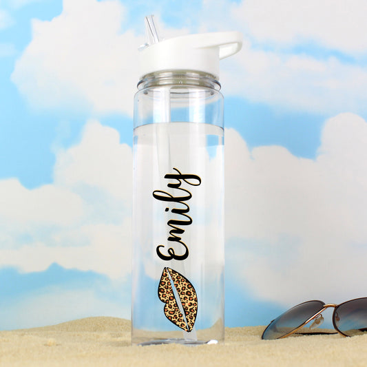 Personalised Leopard Lips Water Bottle - MK&JD Gifts
