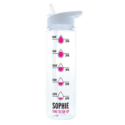 Personalised Pink 'Hydration Tracker' Water Bottle - MK&JD Gifts