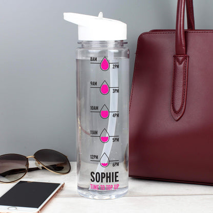 Personalised Pink 'Hydration Tracker' Water Bottle - MK&JD Gifts