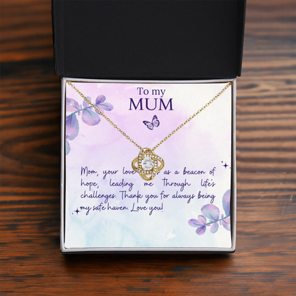 Love Knot Necklace Mother`s  Day Message