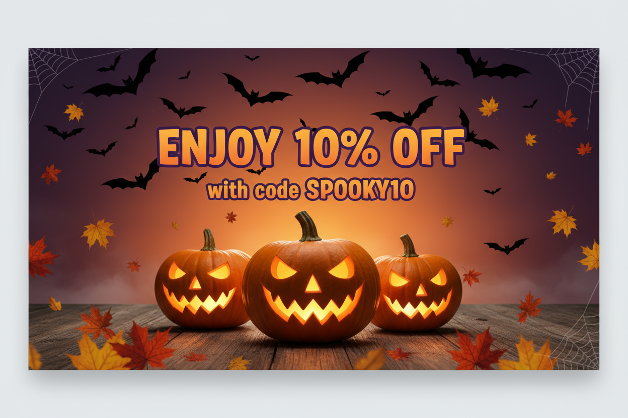 make the text ENJOY 10% OFF with code SPOOKY10