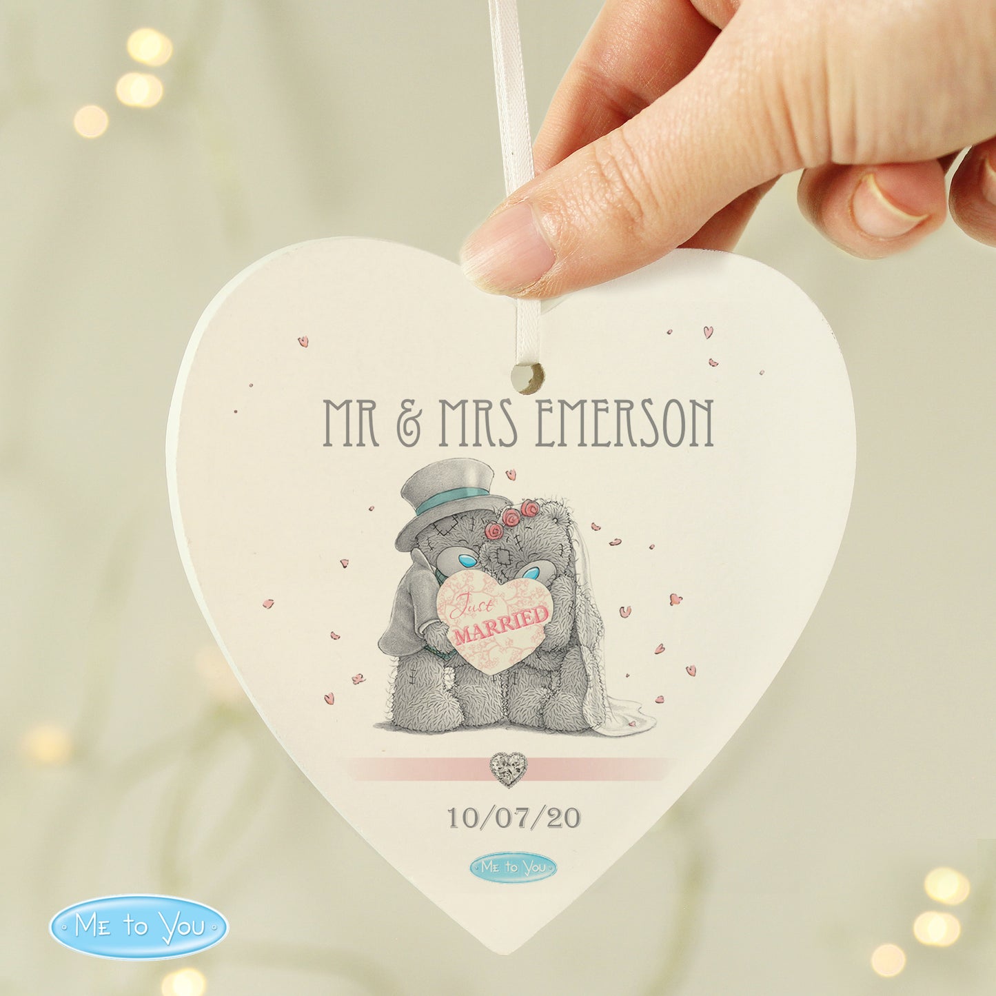 Personalised Me To You Wedding Couple Wooden Heart Decoration - MK&JD Gifts