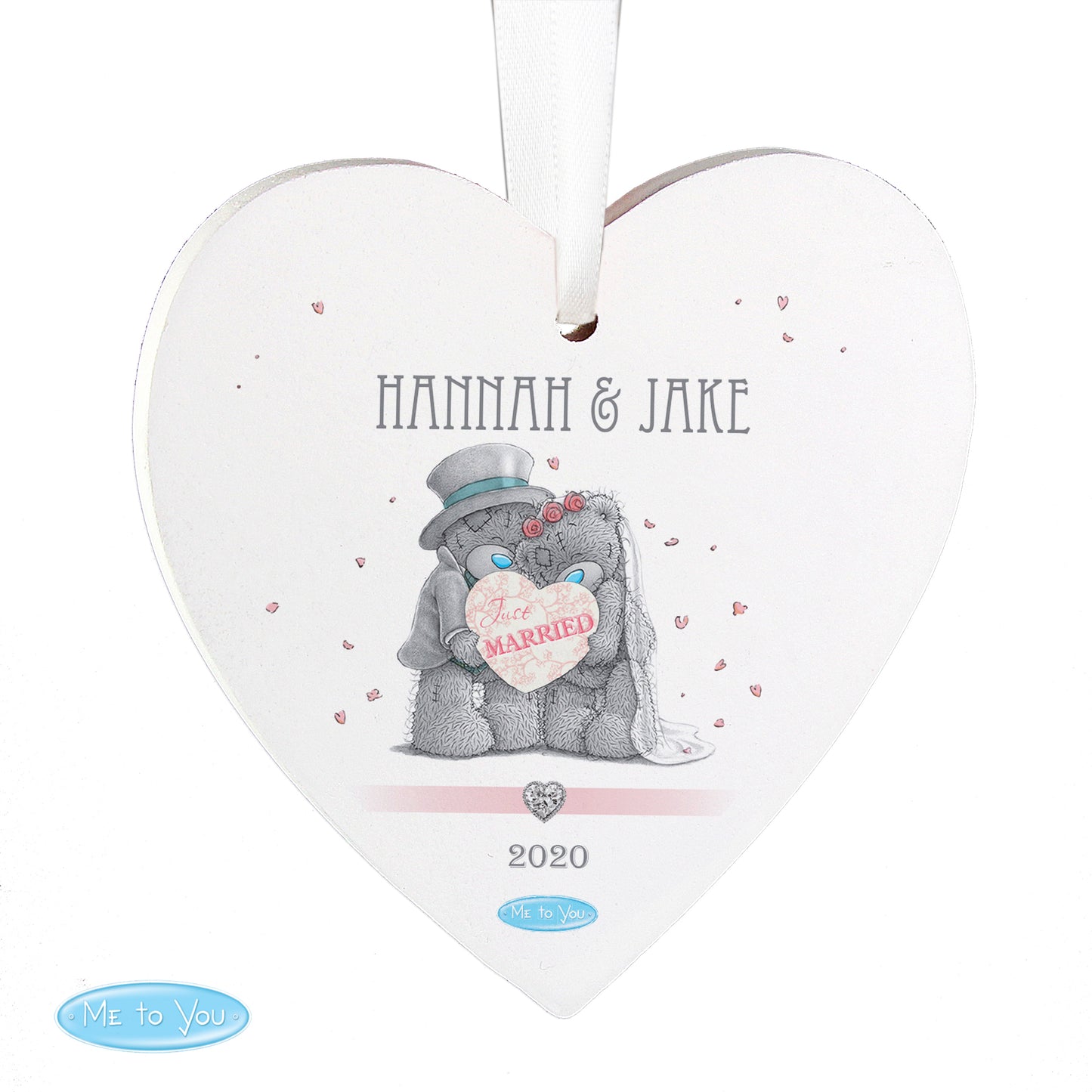 Personalised Me To You Wedding Couple Wooden Heart Decoration - MK&JD Gifts